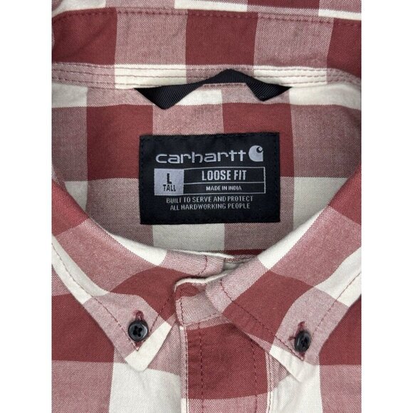 CARHARTT Loose Fit Short Sleeve Button up Shirt Buffalo Print LARGE TALL Western - Picture 3 of 9